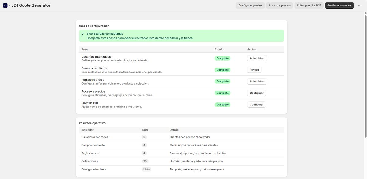 Portal de Cotizaciones Quote Manager